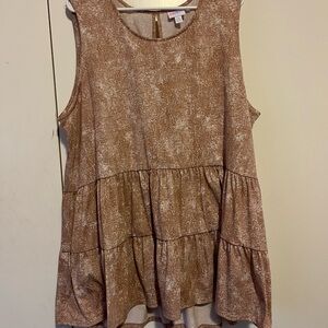 LuLaRoe Eilana Sleeveless Brown Tiered Top